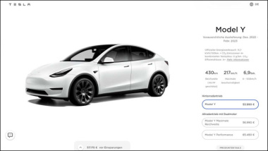 Tesla Model Y jetzt auch mit Hinterradantrieb verfügbar