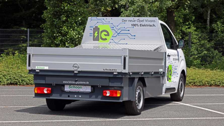opel vivaro-e: elektro-transporter nun auch als pritschenwagen