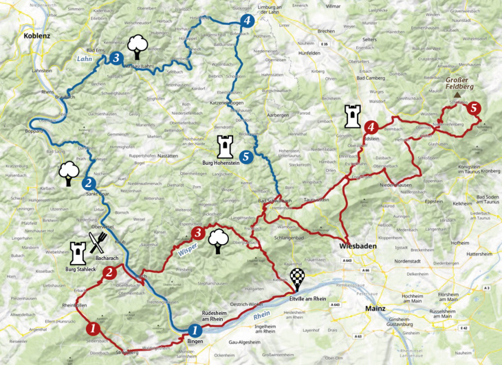 rheingaugebirge, hunsrück, lahntal und taunus - motorrad-tourentipp mittel-rhein