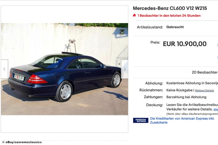 mercedes cl 600 (2000): v12, preis, kaufen, gebraucht, günstig, c 215