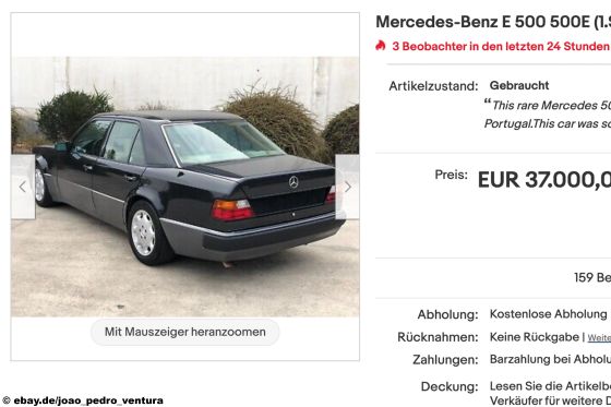 mercedes 500 e (1991): w 124, v8, porsche, limousine, ps, ebay, leistung