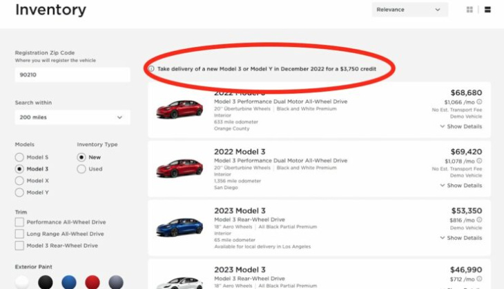 tesla-verkaufsförderung: us-rabatt für model 3 und model y, lieferung vor ende ’22 in china