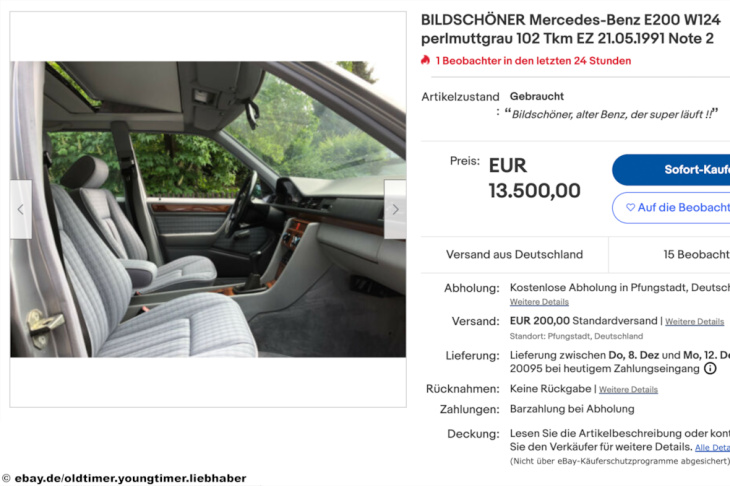 mercedes e 200 (w 124) bei ebay: gebraucht, kaufen