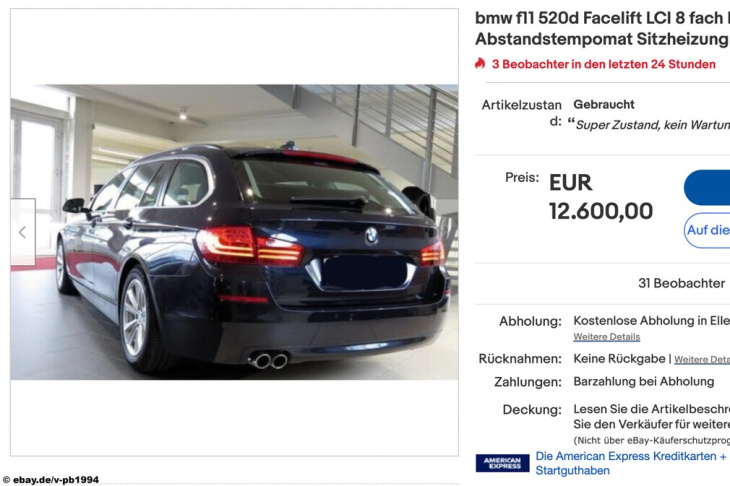 bmw 520d touring (f10/11): diesel-kombi bei ebay zu kaufen