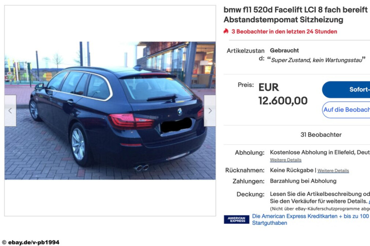 bmw 520d touring (f10/11): diesel-kombi bei ebay zu kaufen