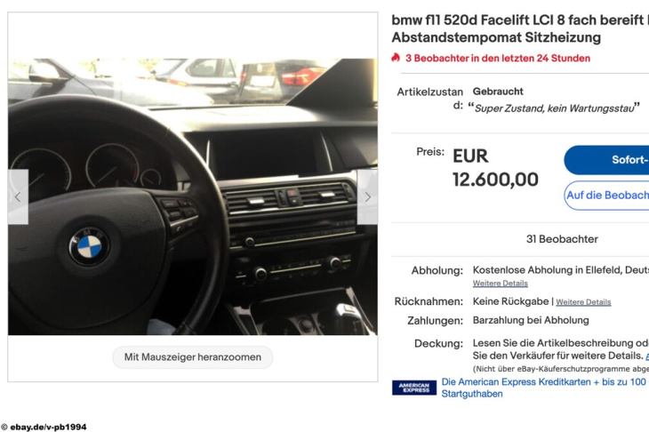 bmw 520d touring (f10/11): diesel-kombi bei ebay zu kaufen