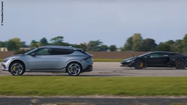 Lamborghini Aventador SVJ vs. Kia EV6 GT (2022): Drag-Race, Rennen, Elektro, Verbrenner