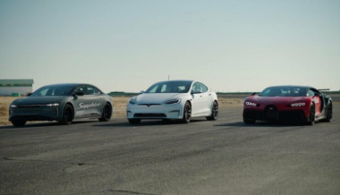 Rennen an der Grenze: Tesla Model S Plaid auf Viertelmeile hinter Lucid Air und teurem Bugatti
