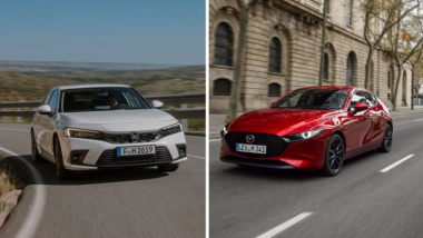 Im Vergleich: Honda Civic e:HEV und Mazda 3 e-Skyactiv X M-Hybrid