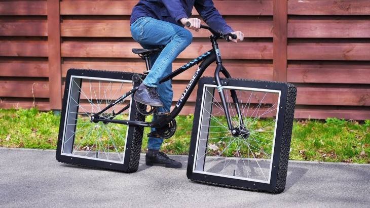 das rad neu erfunden: ein fahrrad und seine viereckigen reifen