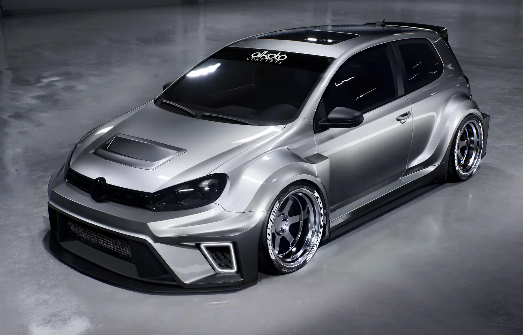 vw golf gti & r mit widebody kit im tcr-rennlook zur sema 2023!