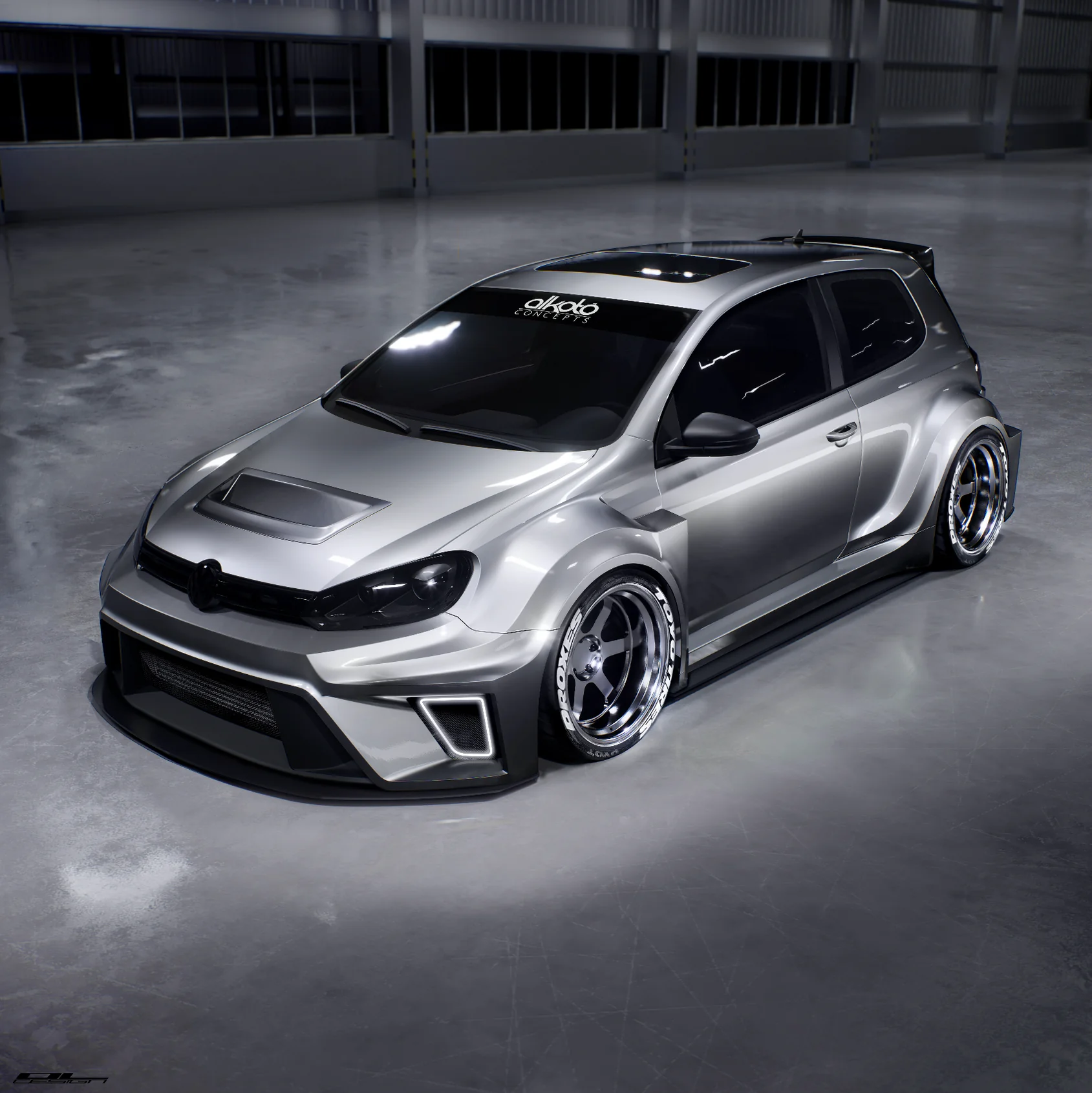 vw golf gti & r mit widebody kit im tcr-rennlook zur sema 2023!