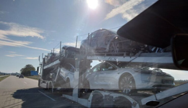 Lkw mit neuen Tesla Model 3 in Deutschland – in China letzte Schiff-Ladung mit alter Version?