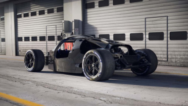Bugatti Bolide ohne Verkleidung ist ein nackter Kohlefaser-Traum