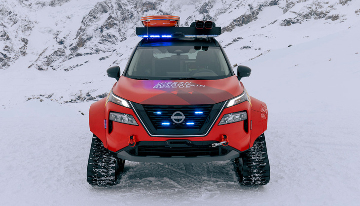 nissan x-trail mountain rescue: rettungsfahrzeug mit e-4orce-allradantrieb