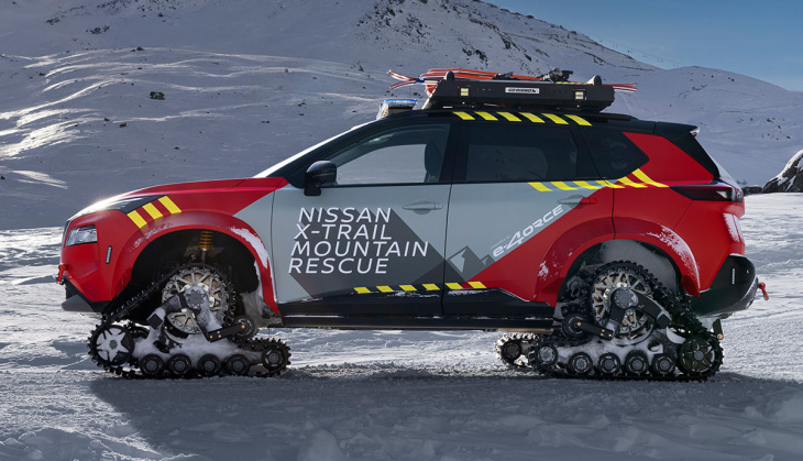 nissan x-trail mountain rescue: rettungsfahrzeug mit e-4orce-allradantrieb
