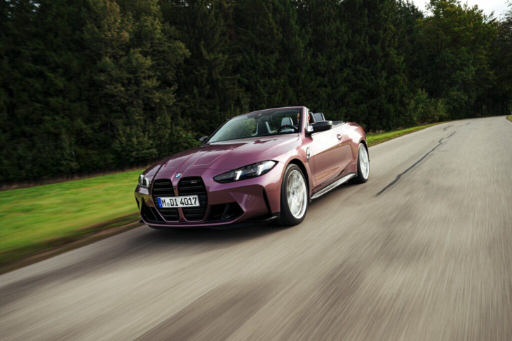 bmw m4 cabrio facelift: g83 lci mit 530 ps in velvet orchid