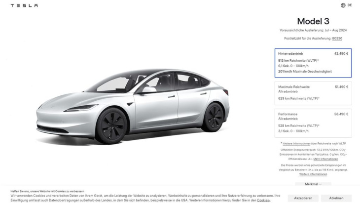 tesla model 3: preiserhöhung um 1.500 euro