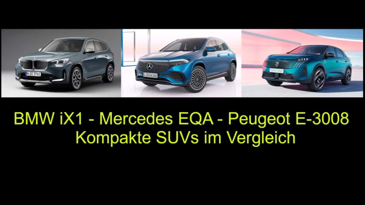 bmw ix1, mercedes eqa, peugeot e-3008: autobild testet 3 suvs