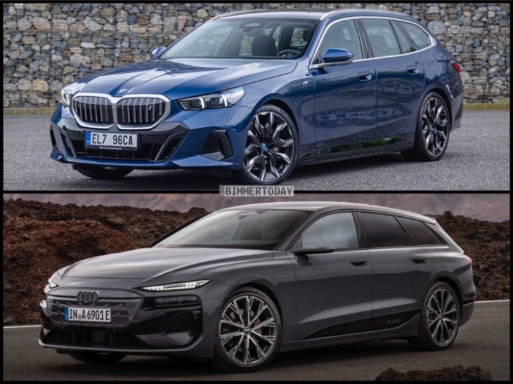 bild-vergleich: audi a6 avant e-tron 2024 trifft bmw i5 touring