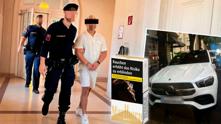 duo knackt mercedes in wien – beute: 1 packerl tschick