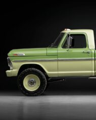 velocity restomod 1972 ford f-250 pickup in cactus green