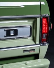 velocity restomod 1972 ford f-250 pickup in cactus green