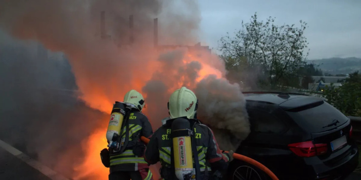 bmw stand in flammen: s6 für eine stunde gesperrt