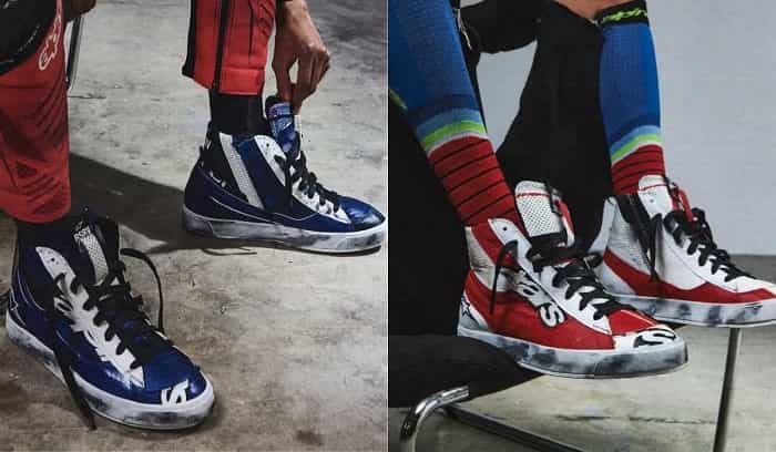 alpinestars bringt exklusive sneakers aus lederanzügen, die im motogp beschädigt wurden, auf den markt