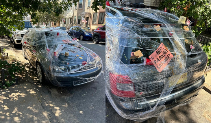 auto in new york vandalisiert, nachdem es am tag des straßenfestes geparkt wurde