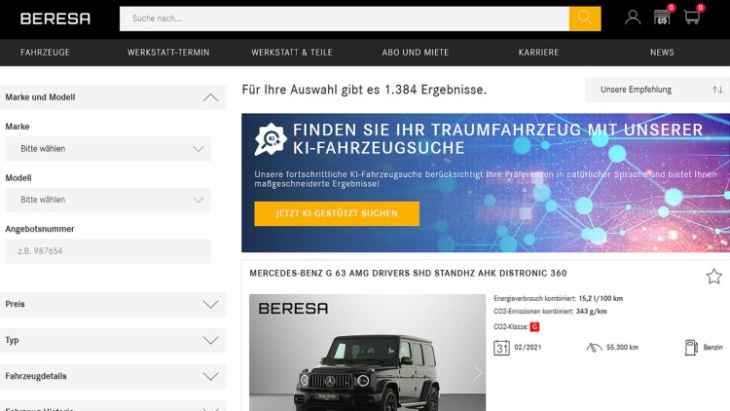 beresa gruppe: fahrzeugsuche mit ki