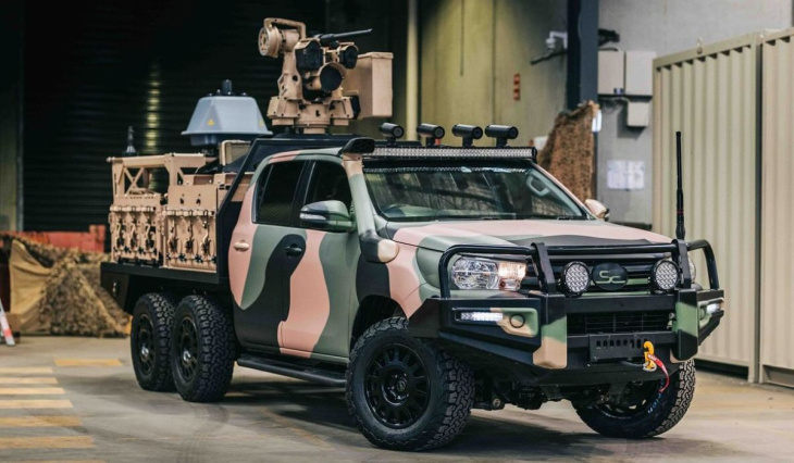 supacat verwandelt den toyota hilux in ein 6x6-militärfahrzeug, um herausforderungen in feindlichem gelände zu bewältigen